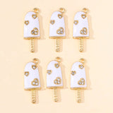 20Pcs Zircon Ice Cream Colorful Enamel Charms for DIY Jewelry Making