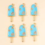 20Pcs Zircon Ice Cream Colorful Enamel Charms for DIY Jewelry Making