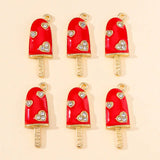 20Pcs Zircon Ice Cream Colorful Enamel Charms for DIY Jewelry Making