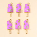 20Pcs Zircon Ice Cream Colorful Enamel Charms for DIY Jewelry Making