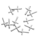 20Pcs Stainless Steel Cross Charms Pendant Religious DIY Crafts