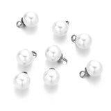 20Pcs Stainless Steel Pearl Beads Charms Pendant for DIY Jewelry
