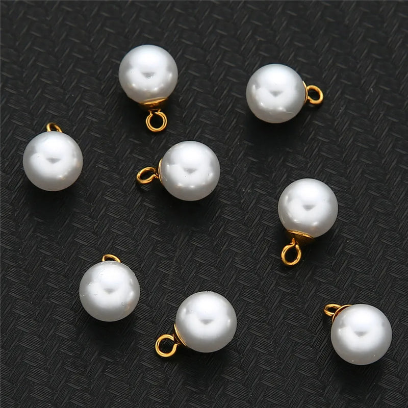 20Pcs Stainless Steel Pearl Beads Charms Pendant for DIY Jewelry