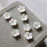 20Pcs Natural Shell Beads 10mm Carved 3D Flower Spacer Cap DIY Jewelry Making