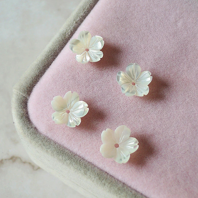 20Pcs Natural Shell Beads 10mm Carved 3D Flower Spacer Cap DIY Jewelry Making