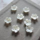20Pcs Natural Shell Beads 10mm Carved 3D Flower Spacer Cap DIY Jewelry Making