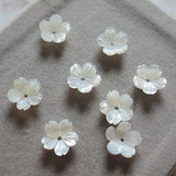 20Pcs Natural Shell Beads 10mm Carved 3D Flower Spacer Cap DIY Jewelry Making