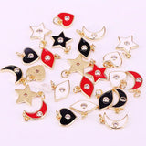 20Pcs Mini Enamel Pendant, Colorful Star/Eye/Moon Shape Charm Jewelry