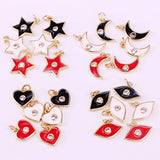 20Pcs Mini Enamel Pendant, Colorful Star/Eye/Moon Shape Charm Jewelry
