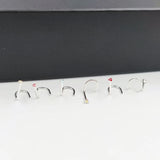 20Pcs 925 Sterling Silver Crystal Nose Stud Rings 1.5MM Piercing Jewelry
