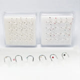 20Pcs 925 Sterling Silver Crystal Nose Stud Rings 1.5MM Piercing Jewelry