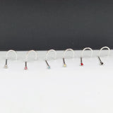 20Pcs 925 Sterling Silver Crystal Nose Stud Rings 1.5MM Piercing Jewelry