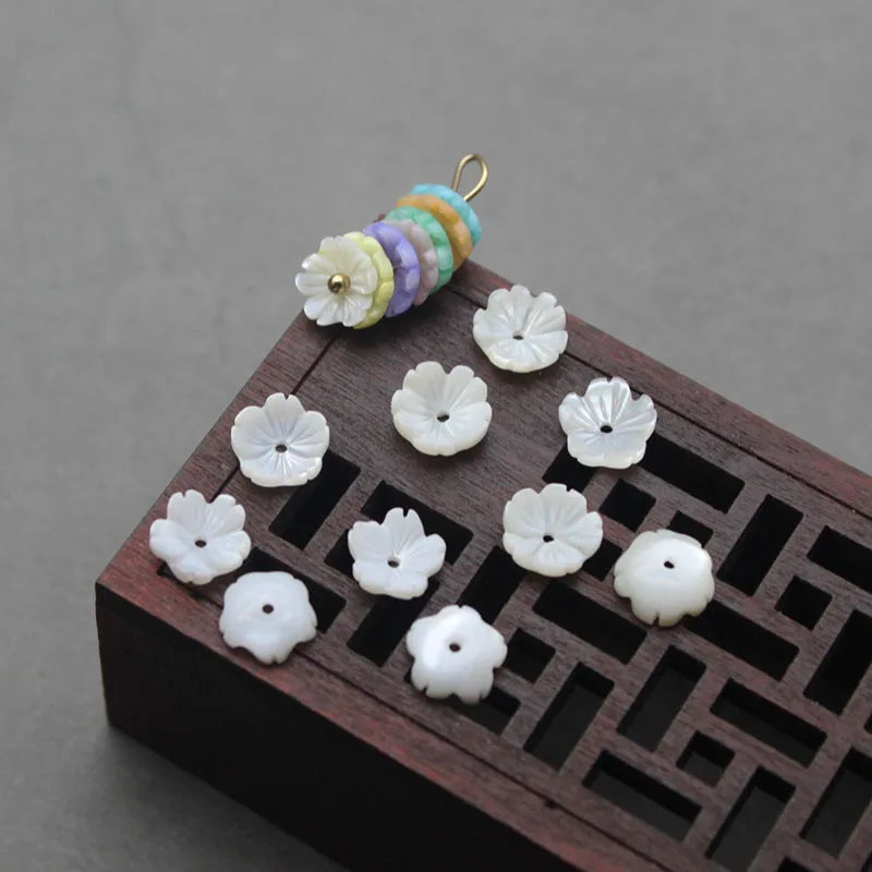 20Pcs 8mm Colorful Natural Shell Flower Beads For Diy Earrings