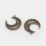 20Pcs Antique Bronze Moon Charms For DIY Jewelry Making