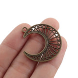 20Pcs Antique Bronze Moon Charms For DIY Jewelry Making