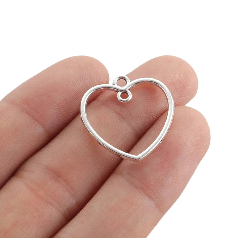 20Pcs Sliver Alloy Heart Charms DIY Earrings Necklace Jewelry Findings