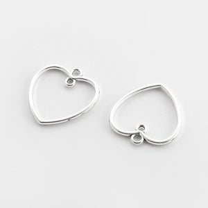 20Pcs Sliver Alloy Heart Charms DIY Earrings Necklace Jewelry Findings