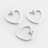 20Pcs Sliver Alloy Heart Charms DIY Earrings Necklace Jewelry Findings