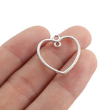 20Pcs Sliver Alloy Heart Charms DIY Earrings Necklace Jewelry Findings