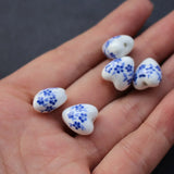 20 Pcs Heart Shape Ceramic Flower Beads for Jewelry Making