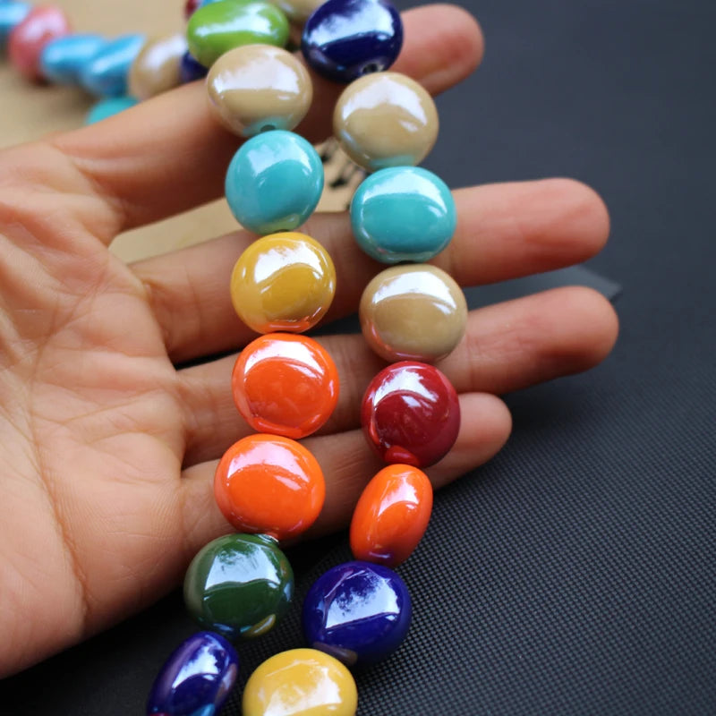 20pcs 16mm Round Ceramic Beads Multi-color for Jewelry Making DIY