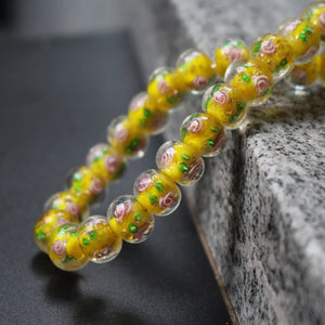 20Pcs/Lot 10mm*8mm Yellow Flower Abacus Lampwork Glass Beads for Jewelry Making
