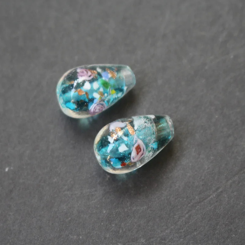 20Pcs 9mm*16mm Lampwork Glass Beads Flower Ocean Style for Jewelry Making