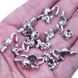 20 Sets Teapot End Bead Caps Silver Tone Metal Charms Bracelets DIY Findings
