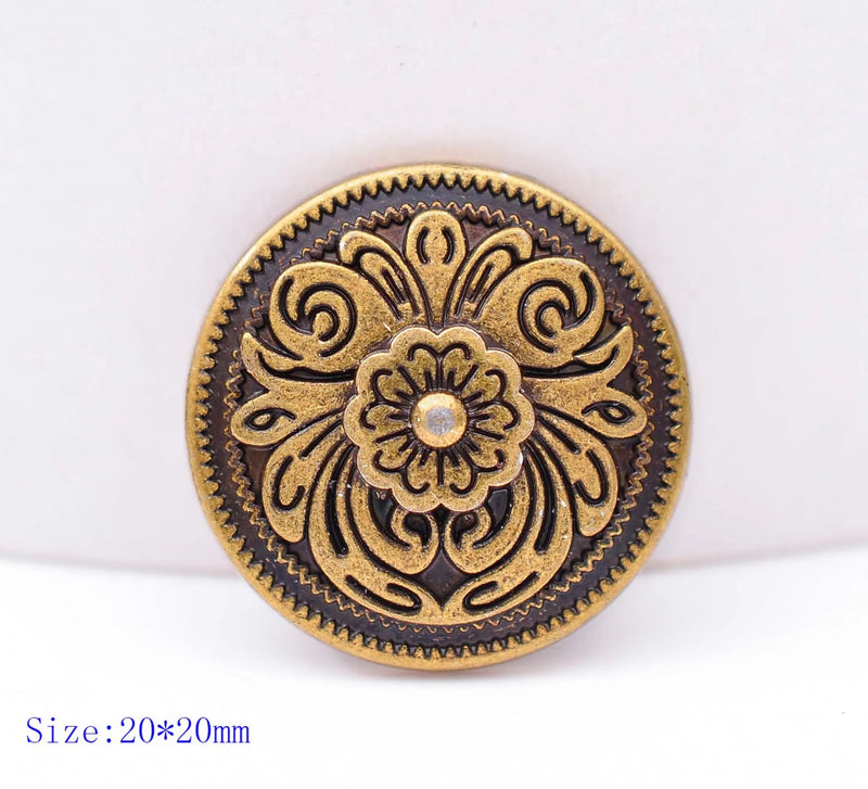 20X 20*20mm Antique Brass/Silver Western Cowboy Flower Conchos Button