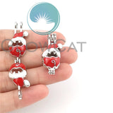 Enamel Rhinestone Christmas Tree Santa Gloves Snowman Beads Cage Pendant