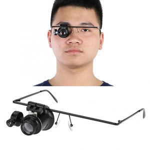 LED Light Monocular Eyeglasses Magnifier Head Magnifying Glass Loupe