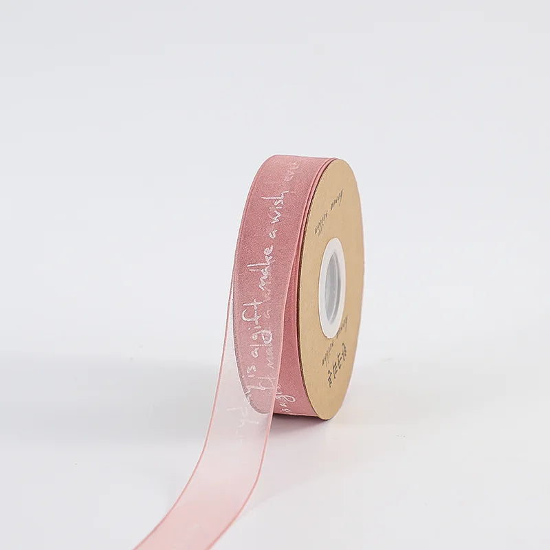 20 Yards 2.5cm Flower Bouquet Ribbon for Holiday Box