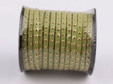 20Yds Grass Green Suede Cord with Gold Studs 5x2mm