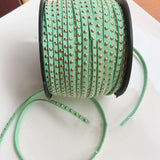 20Yds Mint Green Suede Cord 5mmx2mm with Gold Studs and Rivets