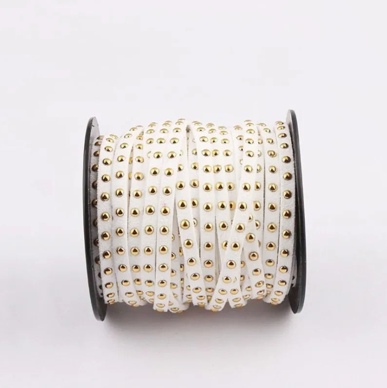 20Yds Suede Cord Gold Studs 5mmx2mm Bracelet Necklace Making