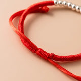 925 Silver Rope Bracelet Women Bead Red Thread String Lucky