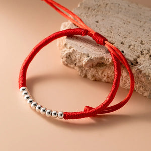 925 Silver Rope Bracelet Women Bead Red Thread String Lucky