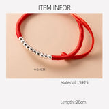 925 Silver Rope Bracelet Women Bead Red Thread String Lucky