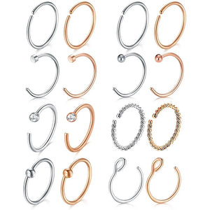 20g 8mm Stainless Steel Nose Piercing Hoop
