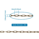 20m Brass Cable Chains Flat Oval Paperclip Necklace Chain Links