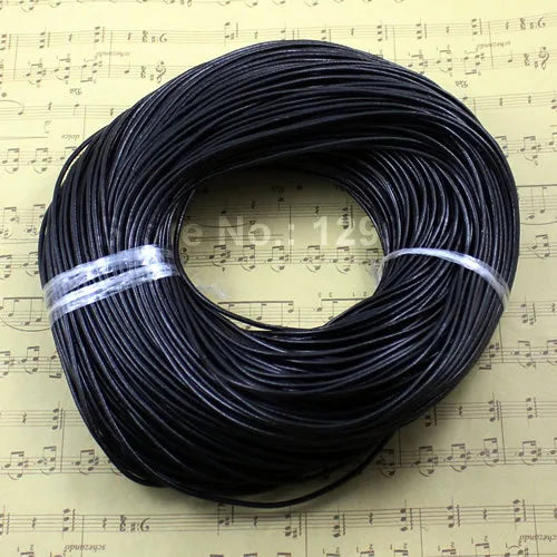 20m/lot 2mm Round Leather Cord for Jewelry Craft DIY, Necklace Bracelet Making
