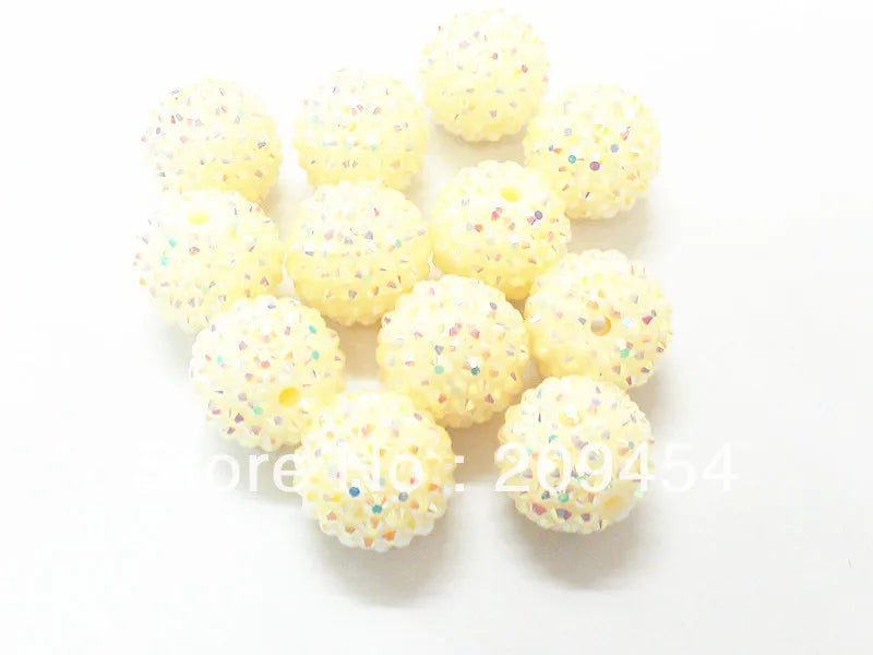 Cream/Ivory AB Resin Rhinestone Ball Beads - 100PCS