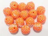 Orange Rhinestone Ball Beads 20mm 100PCS, Chunky Beads for Kids Jewelry Making