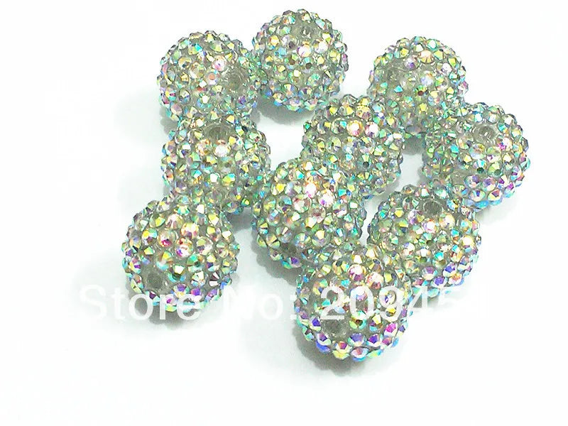 20mm 100pcs/lot Resin Rhinestone Ball Chunky Beads For Kids Jewelry Making
