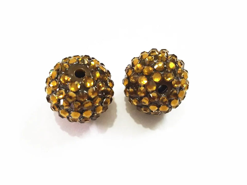 20mm 100pcs/lot Resin Rhinestone Ball Beads, Light Brown, Chunky Beads