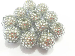 20mm 100pcs Bright Clear Resin Rhinestone Ball Beads, Kids Jewelry Making