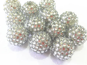 20mm 100pcs Bright Clear Resin Rhinestone Ball Beads, Kids Jewelry Making
