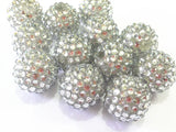 20mm 100pcs Bright Clear Resin Rhinestone Ball Beads, Kids Jewelry Making