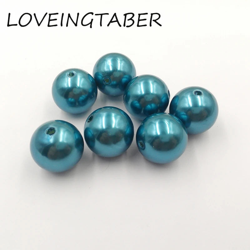 20mm 100pcs Bright Peacock Chunky Round Pearl Acrylic Beads