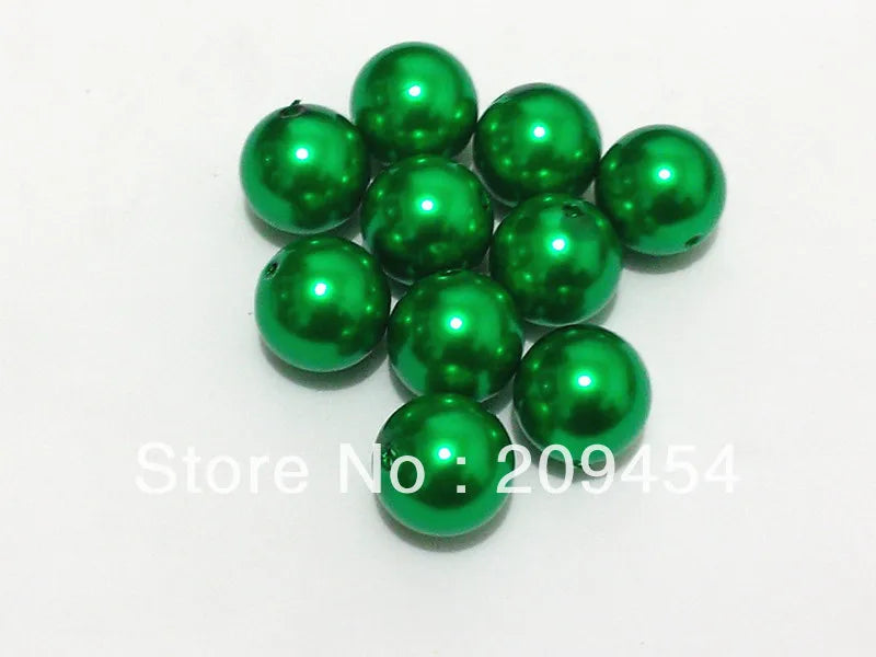 Christmas Green Chunky Round Pearl Acrylic Beads 100pcs 20mm